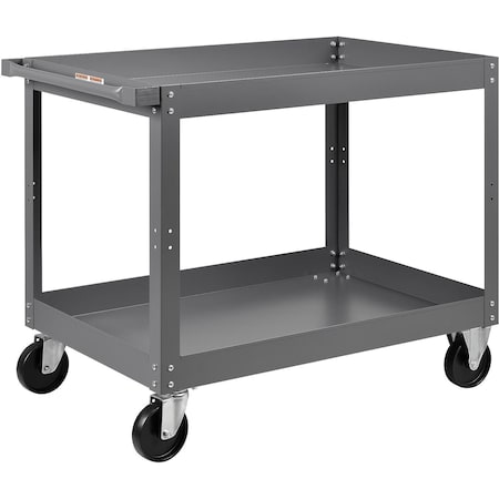 2 Shelf Deep Tray Steel Stock Cart, 800 Lb. Capacity, 36L X 24W X 32H